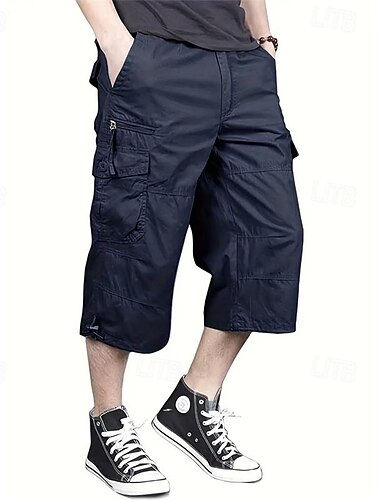  Voor heren Tactische korte broek Cargoshorts Korte broek Wandelshorts Knop Meerdere zakken Effen Draagbaar Korte Buiten Dagelijks Uitgaan Modieus Klassiek Zwart Leger Groen