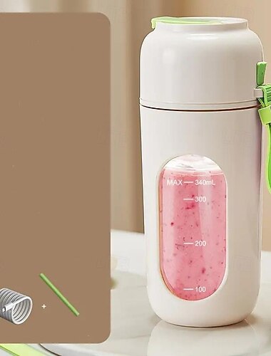  Entsafterbecher für den Außenbereich, multifunktionaler elektrischer tragbarer Strohhalm, USB-Aufladung, Obstsaftpresse, hohe Leistung, 12 Blattklinge