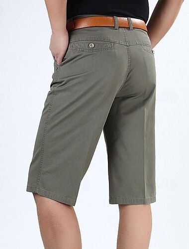  Herren Kleid-Shorts Arbeitsshorts Caprihose Feste Farbe Knitterfrei Wadenlänge Casual Wochenende Brautkleider schlicht Schwarz Armeegrün Hoher Taillenbund Mikro-elastisch