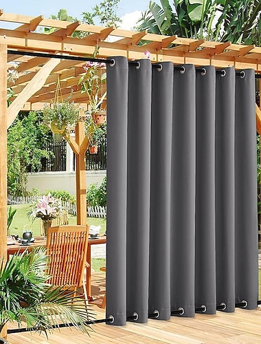  Cortinas impermeables para interiores y exteriores, cortinas de lona para exteriores a prueba de viento con ojales superiores e inferiores, cortinas exteriores para patio, porche, pérgola, cenador,