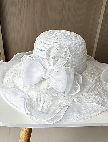  Klobouky Doplňky do vlasů Polyester Organza Kbelík Se širší krempou Sluneční klobouk Ležérní Dovolená Elegantní Vinobraní S Mašle Květiny Přílba Pokrývky Hlavy