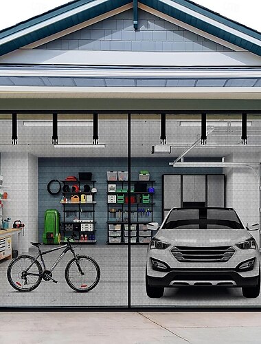  16x7FT/8x7FT Garage Bildschirm Tür Magnetisches Garage Tür Bildschirm Magnetverschluss Glasfaser Garage Bildschirmtüren für 2 Auto Garage herunterziehen für Patio Veranda Fenster um Insekten