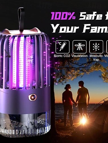  Lampe tue-moustiques silencieuse – Piège à mouches électrique rechargeable par USB répulsif à insectes sans radiation pour la chambre et l'extérieur