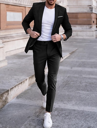  חליפות חתונה לגברים בצבע בורדו שחור בגדי קוקטייל שמלה רשמית חליפות עסקים בצבע אחיד 2 חלקים בהתאמה אישית עם כפתור אחד 2024