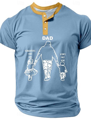  Papa-Shirts Papa und Tochter und Sohn Herren T-Shirt Tee Henley-Shirt Nummer Henley Kleidungsstück 3D-Print Urlaub Ausgehen Kurzarm Print Klassisch Lässig