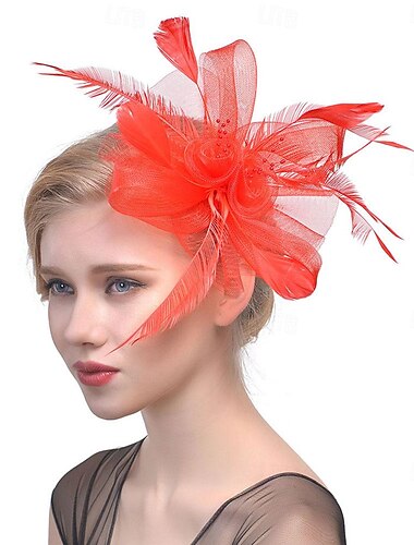  Fascinator Polyester Fedora-Hut Schlapphut Schleierhut Hochzeit Geburtstag Teegesellschaft Kentucky Derby Pferderennen Elegant Vintage Niedlich Mit Feder Unifarbe Kopfschmuck Kopfbedeckung