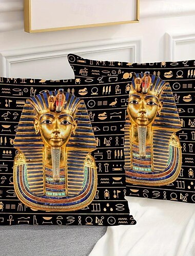  Funda de almohada decorativa egipcia, 1 unidad, funda de cojín cuadrado suave, funda de almohada para dormitorio, sala de estar, sofá, silla