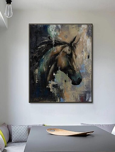  håndmalet to heste kunst farverig unik hest oliemaleri vægdekoration dyr vægmaleri farverigt dyr oliemaleri kunst boligindretning vægkunst gave kontor vægindretning