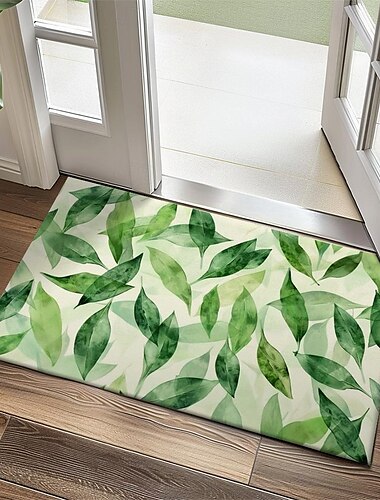  grüne Blätter Fußmatte Küchenmatte Bodenmatte rutschfester Bereich Teppich ölbeständiger Teppich Indoor Outdoor Matte Schlafzimmer Dekor Badezimmermatte Eingangsbereich Eingangsteppich