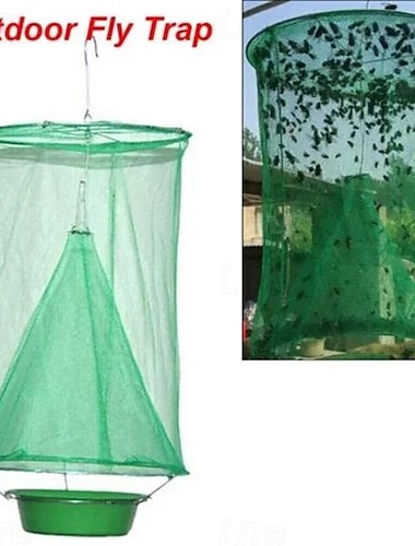  trampa para moscas reutilizable del rancho, trampa para moscas que cuelga al aire libre reutilizable con el aparato de pesca | Jaula atrapasueños de cebo alimentario para granjas familiares interiores o exteriores