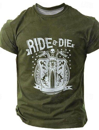  Herren Motorräder Fahr oder stirb T Shirt T-Shirt Kurzarm T-Shirt Rundhalsausschnitt Hemd Urlaub Vintage Cool Strasse Festtage Schwarz Marineblau Armeegrün Sommer Frühling Bekleidung S M L XL XXL XXXL