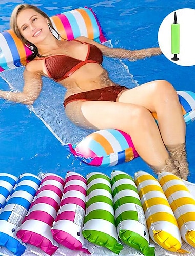  Надувной плавающий ряд из ПВХ в бассейне, складная сетка для воды, тканевый полосатый гамак, развлекательное кресло для взрослых, плавающая кровать