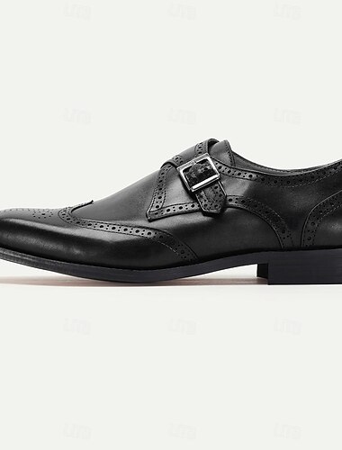  Herren Monkstrap Schuhe schwarz braun hellbraun Leder Brogue Schnalle