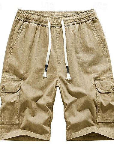  Herren Cargo Shorts Kurze Hosen Shorts Kurze Hosen Bermudas Arbeitsshorts Kordelzug Elastische Taille Multi Pocket Glatt Feuchtigkeitsableitung tragbar Knielänge Outdoor Casual Täglich Modisch
