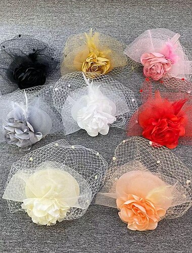  fascinators Hodeplagg Nett slørhatt Bryllup Damenes dag Med Kasket Blomster Hodeplagg Hodeplagg