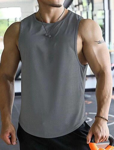  Homens Camisola de alças do exercício Regata de Corrida Regata para Academia Sem Manga Colete Casual Roupa Esportiva Respirável Secagem Rápida Macio Treino de Ginástica Corrida Caminhada Roupa de