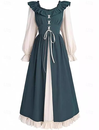  Medieval Renascentist Rochie de Cocktail Mascaradă Rochie de bal Ren Faire Outlander Pentru femei Celtic Pirat Fantezie Halloween Carnaval Mascaradă Petrecere / Seara Festival Adulți Rochie