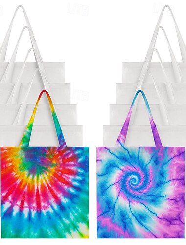  2 Stück weiße Canvas gewickelt gefärbte Canvas Tasche blanko große Baumwolltasche blau Sonnentrocknen Reiben Wachsfärben Batikfärben