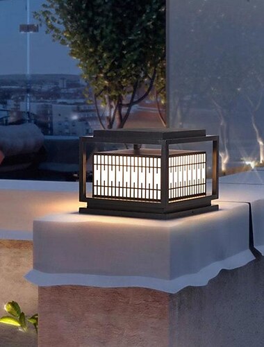  moderne post lysarmatur vandtæt landskab sti lys e27 dæk hegnspæl cap lampe med akryl skærm firkantet galvaniseret plade søjle lampe 110-240v