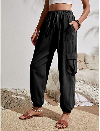  Damen Normal Hose Hosen Hose Haremshose Modisch Stilvoll In voller Länge Hoher Taillenbund Feste Farbe Strasse Casual Täglich Schwarz Rosa Blau Khaki Sommer Frühling Herbst Winter