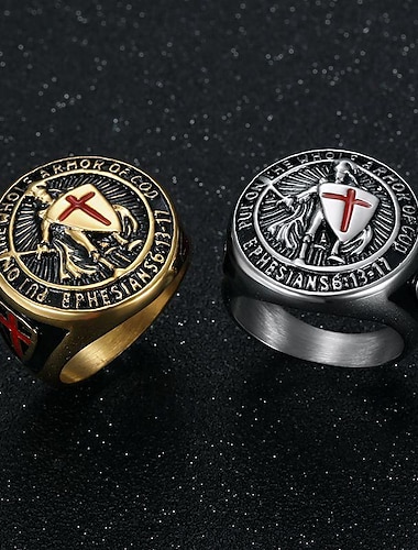  טבעת רטרו\וינטאג' ימי הביניים 316L / פלדת טיטניום עבור אביר ויקינגים קוספליי האלווין (ליל כל הקדושים) קרנבל בגדי ריקוד גברים תכשיטי תלבושות תכשיטי אופנה