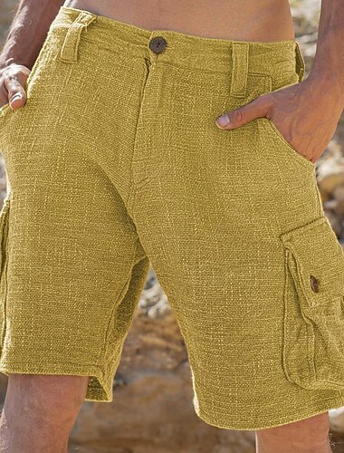  Herr Taktiska shorts Cargo-shorts Shorts Knappar Flera fickor Slät Bärbar Kort Utomhus Dagligen Utekväll Mode Klassisk Gul