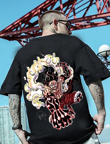  ワンピース モンキー・D・ルフィ コスプレ衣装 Ｔシャツ(21) カトゥーン プリント 仕様 原宿 グラフィック柄 カワイイ 用途 男性用 女性用 成人 マスカレード キャンパス 熱間鍛造 ストリート カジュアル／普段着