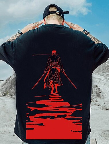  One Piece Roronoa Zoro Cosplay Kostüm T-Shirt-Ärmel Zeichentrick Bedruckt Muster Harajuku Grafik Kawaii Für Herren Damen Erwachsene Maskerade Zurück zur Schule Heißprägen Strasse Casual