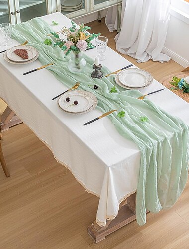  مفارش طاولة من شاش الجبن 90 × 300 سم 35.4 × 118 بوصة لتزيين طاولة الطعام