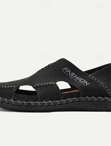  Atmungsaktive Freizeit-Loafer aus Leder für Herren – Sommersandalen mit offenen Zehen und handgefertigten Nähten für Komfort im Freien