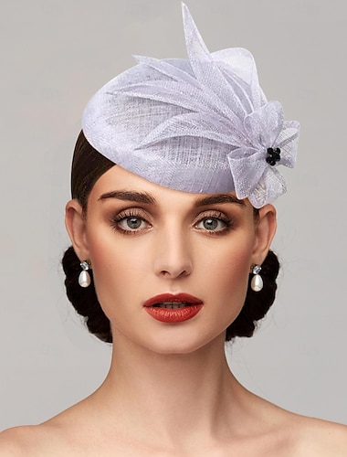  Γοητευτικά Τεμάχια Κεφαλής Δίχτυ Πιατάκι καπέλο Γάμου Ιπποδρομία Ημέρα της Γυναίκας Με Φλοράλ Λουλούδι Ακουστικό Καπέλα