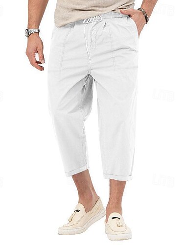  Homme Pantacourt Pantalon de plage Pantalons décontractés Poche Cordon Taille elastique Plein Confort Cheville Sport extérieur du quotidien Mode Décontractées Noir Blanche Micro-élastique