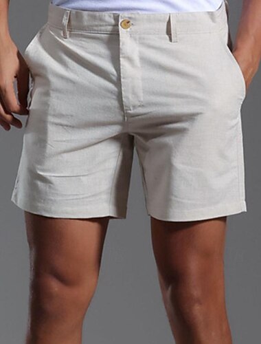  Voor heren Korte broek Linnen korte broek Zomer korte broeken Voorvak Effen Kleur Comfort Ademend Korte Casual Dagelijks Vakantie Modieus Zwart Wit Inelastisch