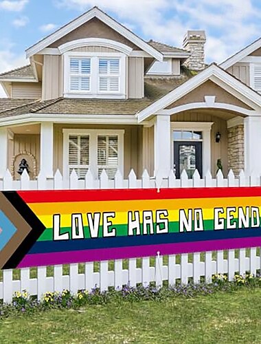  Juin Mois de la Fierté Joyeuse Fête LGBTQ LGBT Panneau de Jardin Extérieur Fête Arc-en-ciel Décor pour le Jardin Clôture Garage Balcon Porche Porte d'Entrée Salutation Pelouse