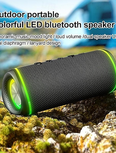  Rockmia ebs-609 16w haut-parleur bluetooth bt5.3 avec lumière rvb extérieur tissu maille portable étanche stéréo sans fil boombox
