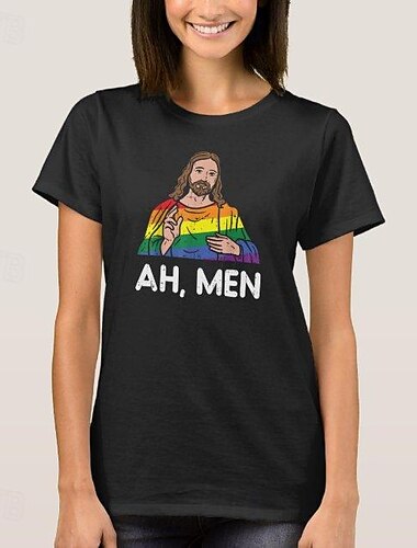  LGBTQ T-Shirt Camisas del Orgullo Arco iris cristiano Ah hombres lesbiana Para Mujer Adulto Mascarada Estampado en caliente Desfile del orgullo Mes del Orgullo