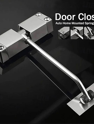  Cierrapuertas con resorte, cierrapuertas automático ajustable de acero inoxidable para uso residencial/comercial, cierrapuertas montado en superficie de acero inoxidable