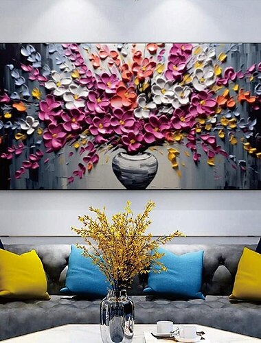  3d blomma oljemålning handmålad duk blomma konst målning handmålad abstrakt landskap textur oljemålning träd plantering väggmålning säng målning sovrum konst vårinredning
