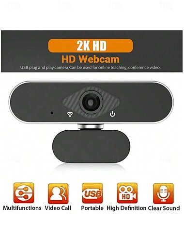  HD 2K Computer Webcam PC Laptop Autofokus Kamera geeignet für Live Online Unterricht Meeting Chat