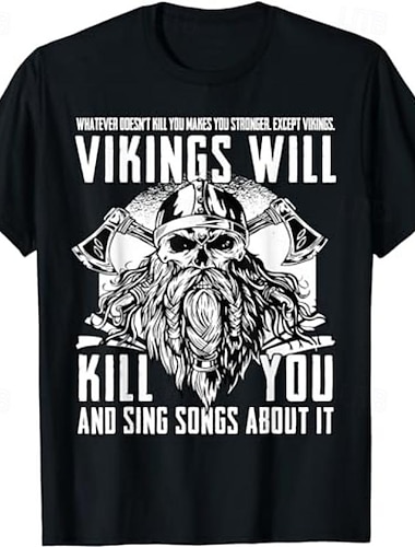  Viking T-Shirt Patroon Grafisch Voor Voor heren Volwassenen Halloween Carnaval Maskerade Heet stempelen Casual / Dagelijks