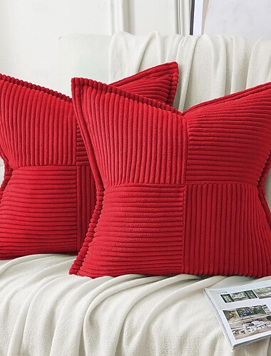  Dekorative Kissenbezüge aus Cord, Kissenbezüge, Samt, weich, modern, Sofakissen, Dekokissen, Couchkissen für Wohnzimmer, Schlafzimmer, Salbeigrün, gebranntes Orange, Blau