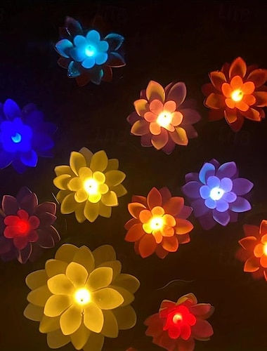  6pcs LED Floating Water Induction Lotus Flower Lotus Lamp, Seven-color Waterproof Small Night Light, Swimming Pool Water Pool Decoration, Wishing River Lamp