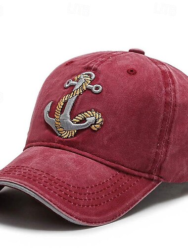  Herren Cap Basecap Sonnenhut Kappe Schwarz Marineblau Polyester Bestickt Modisch Brautkleider schlicht Strasse Täglich Anker Einstellbar Sonnenschutz Atmungsaktiv