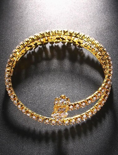  Damen Tennisarmband Layer-Look Kostbar Modisch Luxus Strass Armband Schmuck Silber / Gold Für Geschenk Verlobung