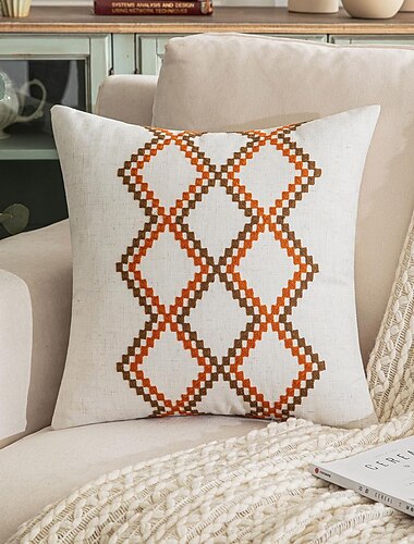  Throw Covers Embroidery Boho Geometry Square Decorative For Couch Sofa Bed Decorative Toss Pillow