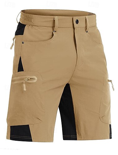  Herren Taktische Shorts Cargo-Shorts Shorts Freizeitshorts Patchwork Reißverschlusstasche Gerader Schnitt Einfach Atmungsaktiv Weich Knielang Lässig Täglich Ferien Mode Streetwear Khaki Hellgrau