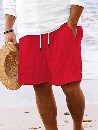  Herren Sommer-Shorts Strandshorts Kurze Hosen Lässige Shorts Tasche Kordelzug Elastische Taille Glatt Komfort Atmungsaktiv Kurz Festtage Urlaub Strand Hawaiianisch Boho Schwarz Weiß