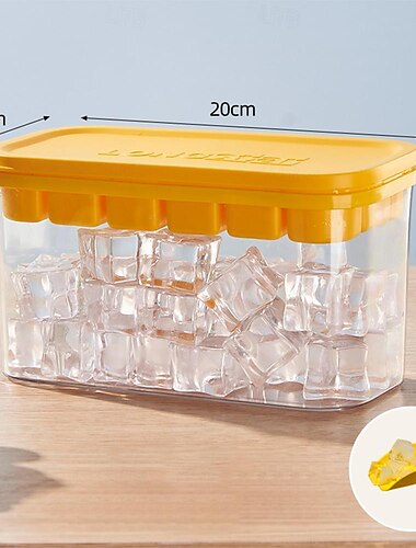  Eiswürfelschalen-Set, die Eiswürfelschale aus Kunststoff mit Deckel und Behälter zum Pressen von Eisgittern – perfekt für Gefrierschrank, Whisky und Cocktails – einfaches Herausnehmen und platzsparend