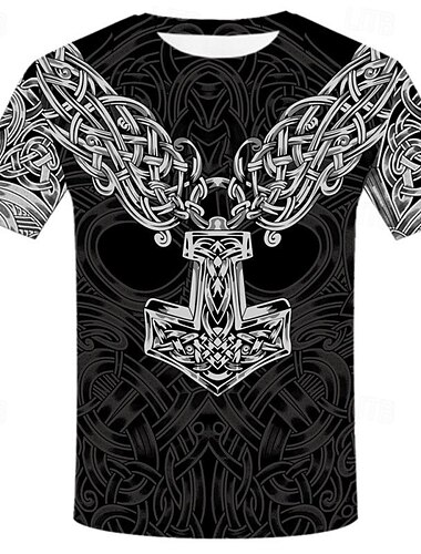  Viking tatuering T-shirt Mönster 3D Grafisk Till Herr Vuxna Karnival Maskerad 3D-utskrift Ledigt / vardag