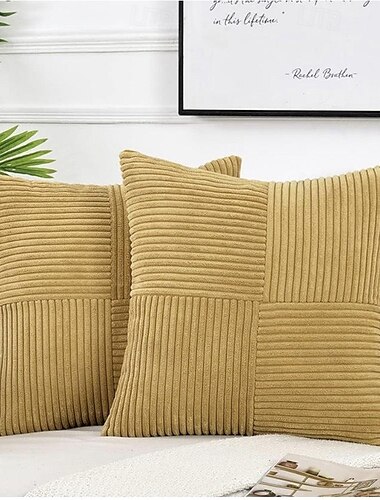  Plüschiger, mit Kreuzstich gearbeiteter Cord-Dekokissenbezug, rustikales Bohemian-Dekor, weiche quadratische Bezüge für Schlafsofa